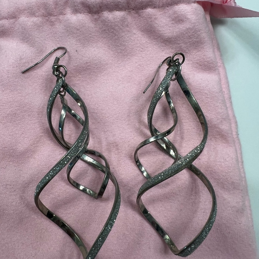 Silver Spiral Dangle Earrings